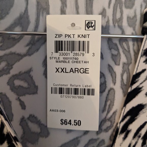 NWT INC Animal Print Zip-Detail Top, Marble Cheetah, XXL - Picture 9 of 10